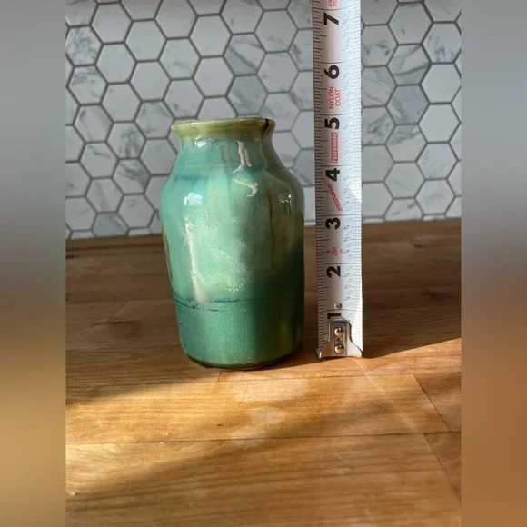 Handcrafted Green Ceramic Vase - Picture 4 of 11